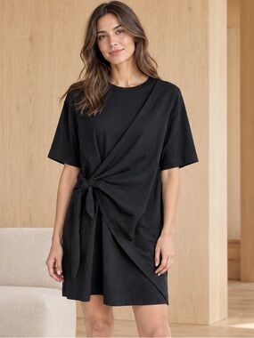 Victoria Beckham Black Tie-Front Wrap Mini Dress